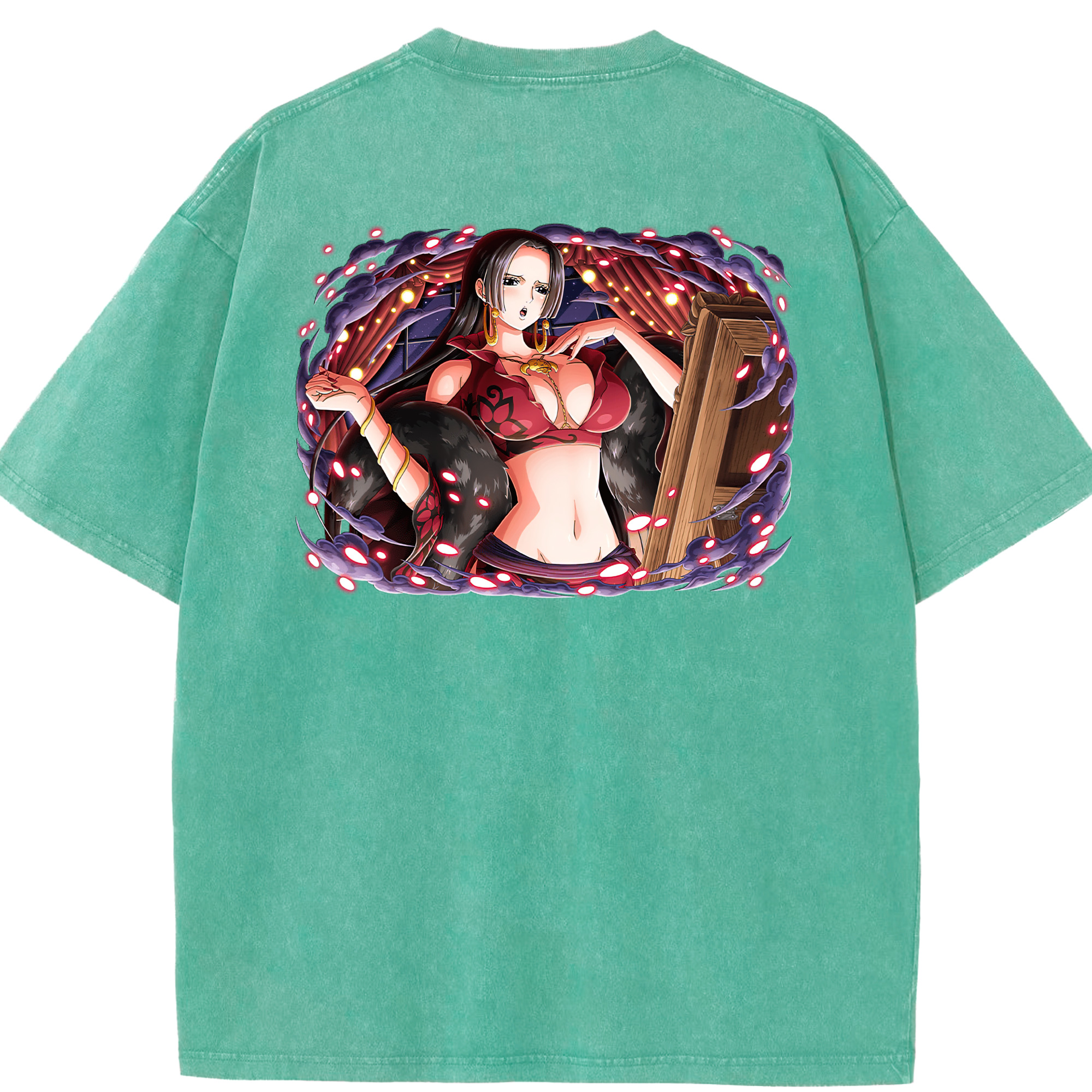 ワンピース ボア・ハンコック ONE PIECE Boa·Hancock 綿100% ヴィンテージ風 半袖Tシャツ（背面プリント）